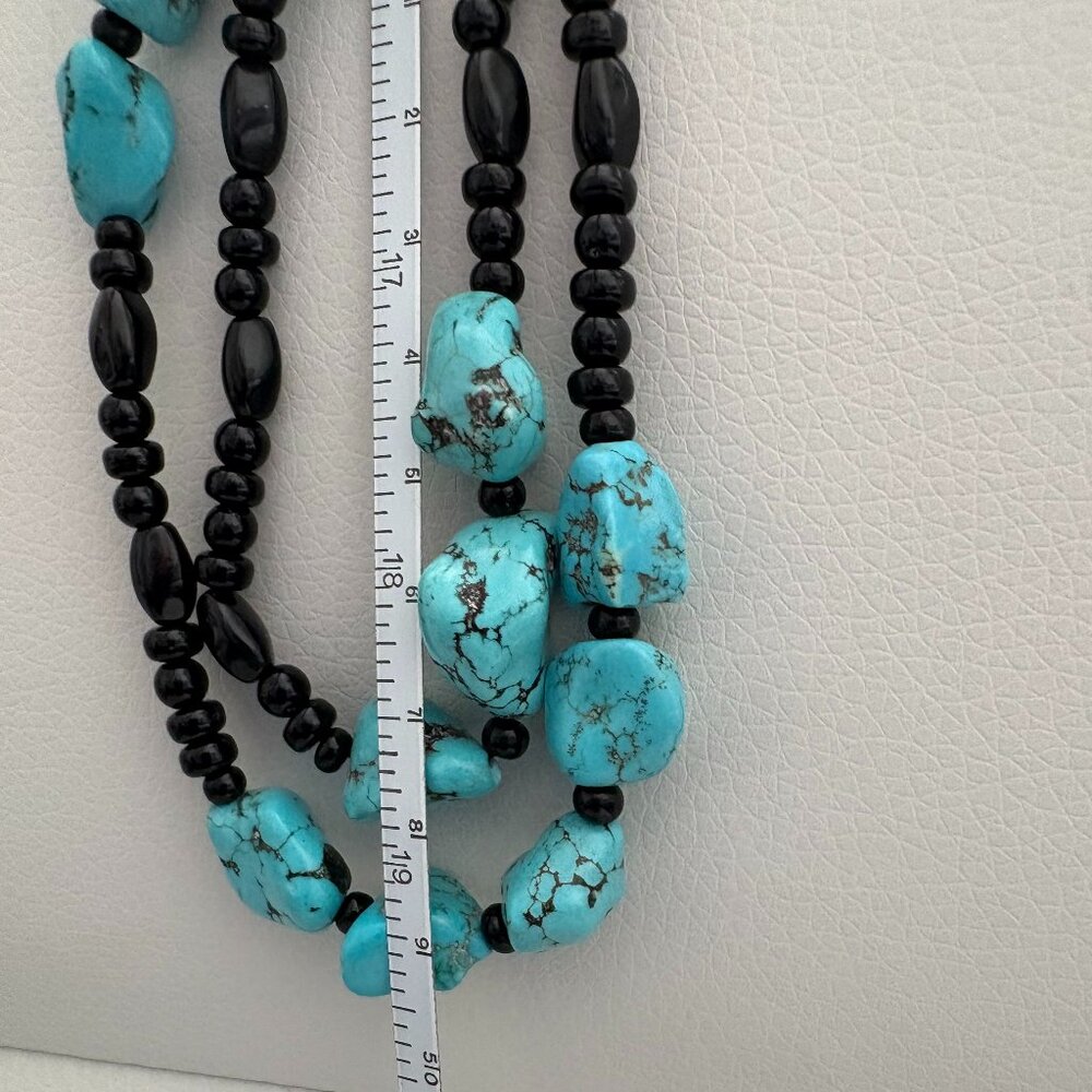 Chico's Black Acrylic and Faux Turquoise Necklace and Bracelet - Picture 4 of 8
